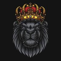 Lion head wearing king crown vector illustration