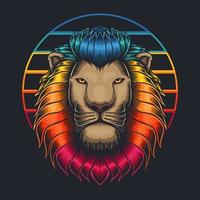 Ilustración de vector de color de pelo retro cabeza de león