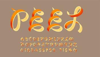 Alphabet set of symbols in the form of orange peel. vector