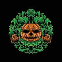 pumpkin halloween on the dark nature vector