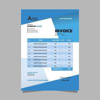 Minimal Corporate Business Blue Invoice Print Template Design vector