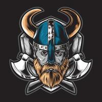 viking with axe and shield vector