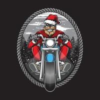 skull santa biker with motorcycle vector