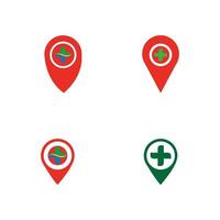 map pointer icon with cross hospital symbol position vector