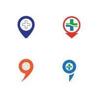 map pointer icon with cross hospital symbol position vector