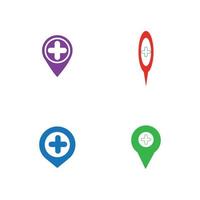 map pointer icon with cross hospital symbol position vector