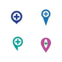 map pointer icon with cross hospital symbol position vector