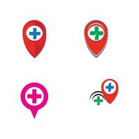 map pointer icon with cross hospital symbol position vector