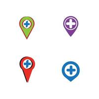 map pointer icon with cross hospital symbol position vector