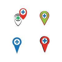 map pointer icon with cross hospital symbol position vector