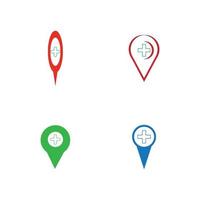 map pointer icon with cross hospital symbol position vector