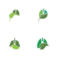 Green Lungs vector logo illustration design template,This logo with leaf.