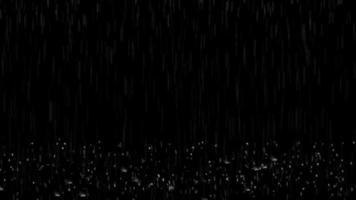 Falling rain with splashes on black screen stock video footage