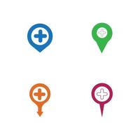 map pointer icon with cross hospital symbol position vector