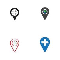 map pointer icon with cross hospital symbol position vector