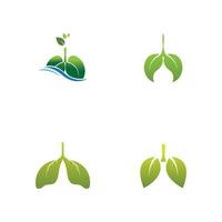 Green Lungs vector logo illustration design template,This logo with leaf.