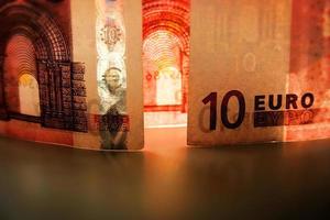 Fondo de primer plano de billetes de 10 euros foto