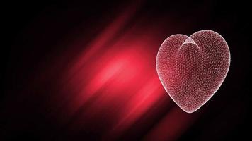 3d corazón de malla de alambre de brillo rojo video