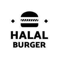 Halal burger label, sign, symbol vector