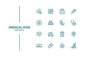 Medical, medicine, hospital icon set in line style vector