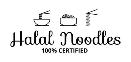 Halal noodles mie label, sign, symbol vector