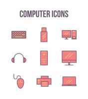 conjunto de iconos de computadora vector