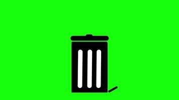 wastebasket animation stock in green screen video