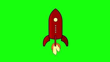 animation de dessin animé de fusée sur écran vert video