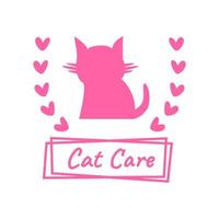 Cat care, pink cat, cat lover vector