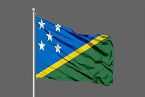 Solomon Islands Waving Flag Illustration on Grey Background photo