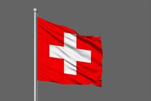 Switzerland Waving Flag Illustration on Grey Background photo
