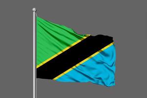 Tanzania ondeando la bandera ilustración sobre fondo gris foto