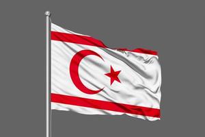 Turkish Republic of Northern Cyprus Waving Flag Illustration on Grey Background photo