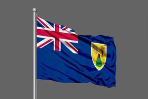 Turks and Caicos Waving Flag Illustration on Grey Background photo