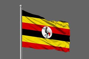 Uganda ondeando la bandera ilustración sobre fondo gris foto