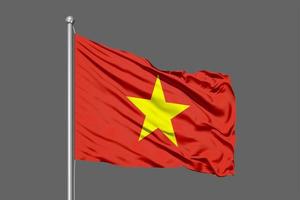 Vietnam ondeando la bandera ilustración sobre fondo gris foto