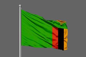 Zambia Waving Flag Illustration on Grey Background photo