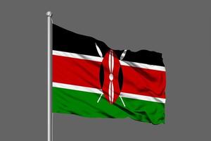 Kenya Waving Flag Illustration on Grey Background photo