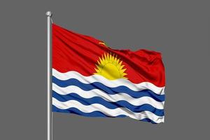 Kiribati Waving Flag Illustration on Grey Background photo