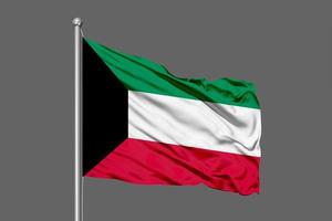 Kuwait ondeando la bandera ilustración sobre fondo gris foto