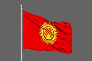 Kyrgyzstan Waving Flag Illustration on Grey Background photo