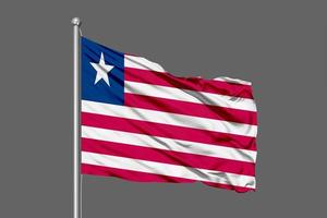 Liberia Waving Flag Illustration on Grey Background photo