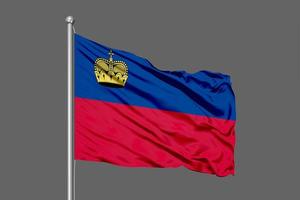 Liechtenstein Waving Flag Illustration on Grey Background photo