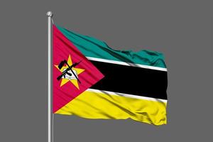 Mozambique Waving Flag Illustration on Grey Background photo