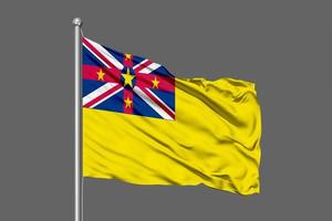 Niue Waving Flag Illustration on Grey Background photo