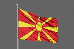 North Macedonia Waving Flag Illustration on Grey Background photo