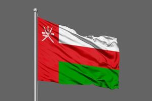 Omán ondeando la bandera ilustración sobre fondo gris foto