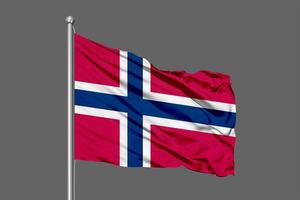 Noruega ondeando la bandera ilustración sobre fondo gris foto