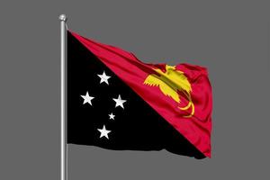 Papua New Guinea Waving Flag Illustration on Grey Background photo