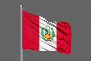 Perú ondeando la bandera ilustración sobre fondo gris foto